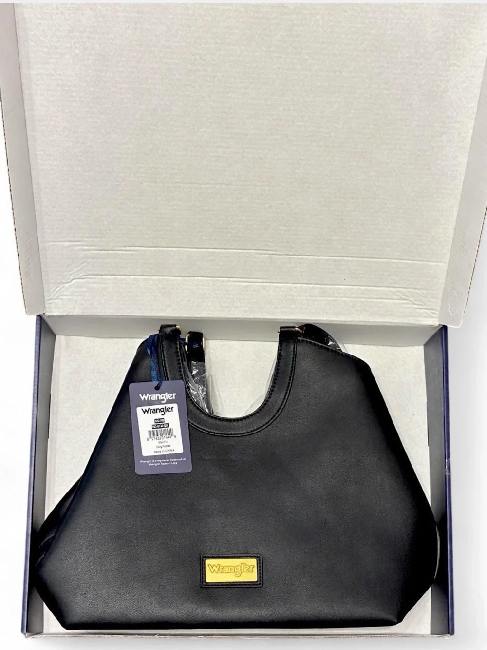 Large Black Leather WranglerTote Bag